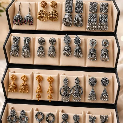 16-Pair Stylish Jhumka Set – Free Delivery – Gift Package Bangladesh