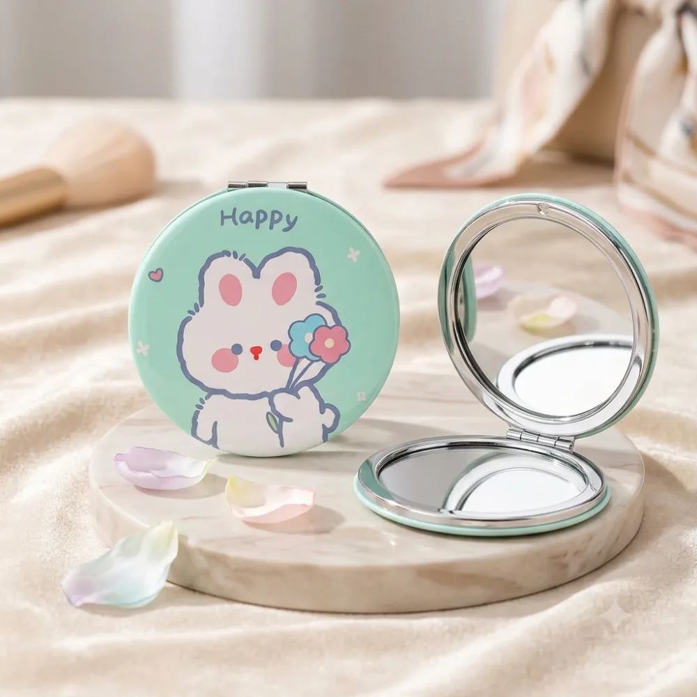 কিউট কার্টুন ডাবল-সাইড পকেট মিরর | Mini Portable Compact Makeup Mirror
