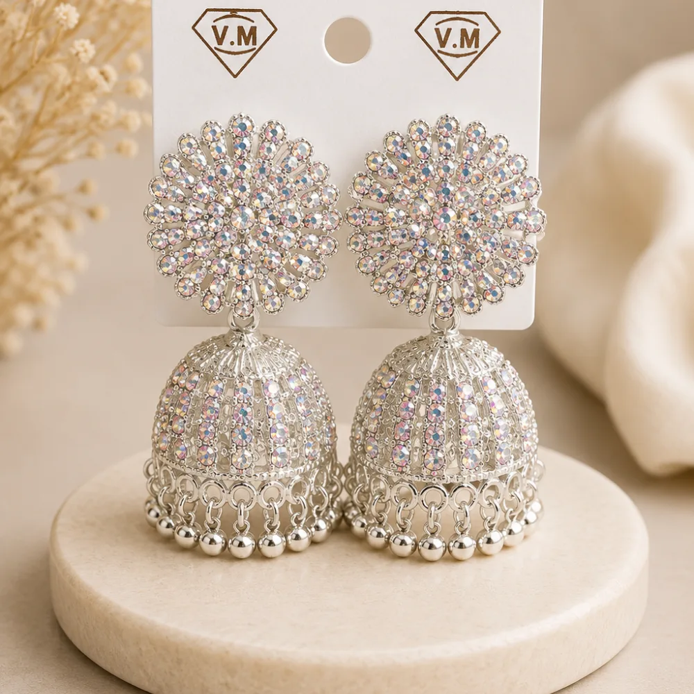 স্টোন মেটালিক ঝুমকা | Premium Stone Metallic Jhumka