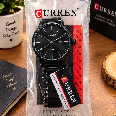 ⌚ CURREN Men’s Black Watch | ছেলেদের স্টাইলিশ মেটাল ঘড়ি – Classic & Elegant Fashion Watch 🖤